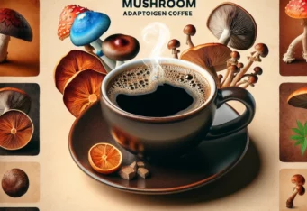 Cup holding adaptogen mushroom coffee